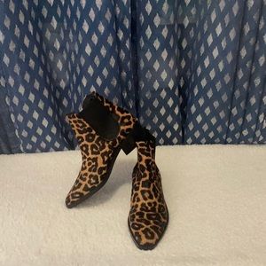 Cheetah print cow leather ankle boots